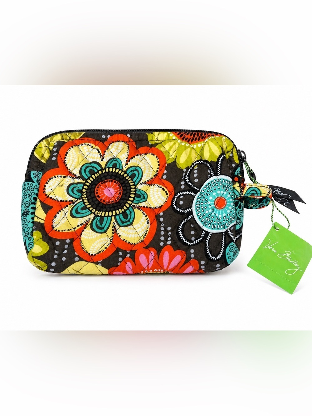 Vera Bradley Small Cosmetic Bag Flower Shower Print Quilted Zip Pouch NWT - Picture 2 of 2